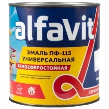 Эмаль ПФ-115 универсальная Alfavit серия Альфа, алкидная, глянцевая, 0,9 кг, черная