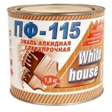 Эмаль ПФ-115 сверхпрочная WHITE HOUSE Белая матовая, 800г