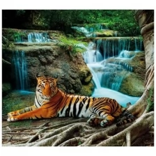 Фотообои Milan Тигр у водопада, M3160, 300х270 см, виниловые на флизелиновой основе