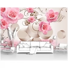 Фотообои на стену первое ателье "Абстракция с розами и цилиндрами " 400х250 см (ШхВ), флизелиновые Premium