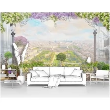 Фотообои на стену первое ателье "Прекрасный вид на город с террасы балкона" 400х260 см (ШхВ), флизелиновые Premium