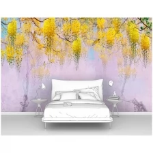 Фотообои на стену первое ателье "Желтые гроздья цветов" 400х250 см (ШхВ), флизелиновые Premium