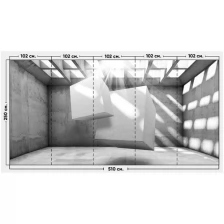 Фотообои / флизелиновые обои 3D кубы в бетоне 5,1 x 2,5 м