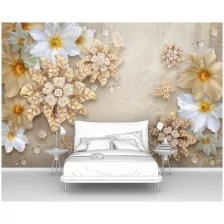 Фотообои на стену первое ателье "Цветы и бабочки - ювелирные украшения" 300х200 см (ШхВ), флизелиновые Premium