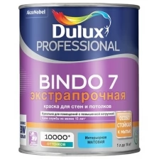 Краска DULUX BINDO 7 для стен и потолков износостойкая матовая белая 1 л