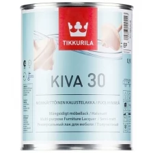 Лак акрилатный для мебели полуматовый Kiva 30 (Кива 30) TIKKURILA 0,9 л бесцветный (база EP)