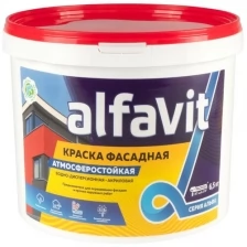 Краска водно-дисперсионная фасадная Alfavit серия Альфа, белая, 14 кг
