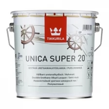 Лак уретано-алкидный полуматовый Unica Super 20 (Уника Супер 20) TIKKURILA 0,9 л (база EP)