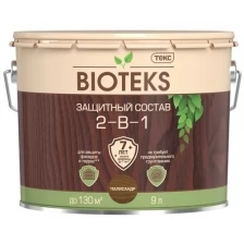 Защитный лессирующий состав для дерева Bioteks 2-в-1, 2,7 л, темный орех