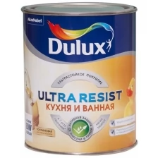 Краска для стен и потолков Dulux Ultra Resist Кухня и Ванная база BW белая, полуматовая (5л)