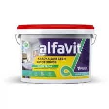 Краска для стен и потолков водно-дисперсионная Alfavit серия Альфа, супербелая, 6,5 кг