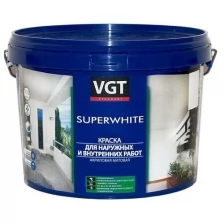 Краска водная моющаяся 1,5кг для внутренних и наружных работ ВД-АК-1180 ВГТ (супер белая) База А, С 89995