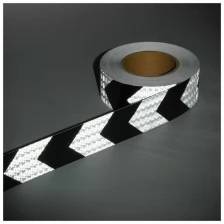 Светоотражающая лента, самоклеящаяся, бело-черная, 5 см х 25 м