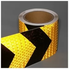 Светоотражающая лента, самоклеящаяся, черно-желтая, 10 см x 10 м