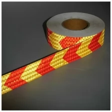 Светоотражающая лента, самоклеящаяся, желто-красная, 5 см х 45 м