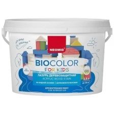 Акриловая лазурь для дерева Neomid Biocolor for kids, краска-пропитка для детской мебели и игрушек мятный (2,5 л)