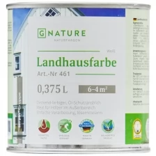 GNature 461, Landhausfarbe Краска для деревянных фасадов на основе масел и смол с УФ фильтром и антисептиком, белая база 0,75 л