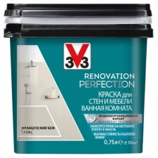 Краска V33 RENOVATION PERFECTION 119711, для стен и мебели ванной комнаты, пион, 0,75л