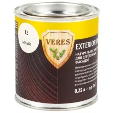 Масло для дерева для наружных работ Veres Oil Exterior №12, полуматовое, 0,9 л, белое