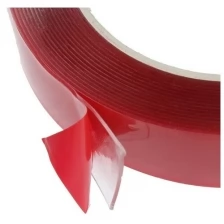 Клейкая лента Nova Bright-fusion, двусторонняя, акриловая красный + прозрачный, 22 мм х 5 м