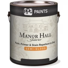 PPG Manor Hall Interior "Semi-Gloss" Краска для стен и потолков (под колеровку, полуглянец, база 87-200, 3,78 л)