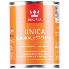 Tikkurila Unica полуглянцевая краска для металла, дерева, пластика (белый, база A, 0,9 л)