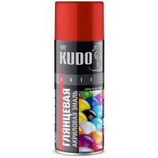 Краска универсальная KUDO "Extra Gloss Finish", акриловая, красная, RAL 3020, высокоглянцевая, аэрозоль, 520 мл, упаковка 12 шт.