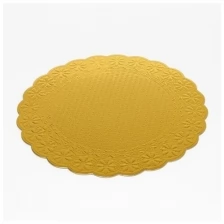 Подложка под торт, волна, золотая, с тиснением, 30 см, 3 мм