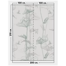 Фотообои / флизелиновые обои Цветы и птицы на сером 2 x 2,7 м