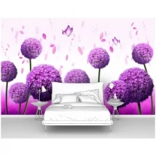Фотообои на стену первое ателье "Бабочки и лепестки над шарообразными цветами" 400х250 см (ШхВ), флизелиновые Premium