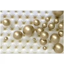 Фотообои виниловые на флизелиновой основе Polimar "Золотые шары на стеганом фоне 3D", Арт. 14-008, 400см х 270см (ШхВ)