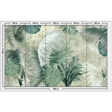 Фотообои / флизелиновые обои Тропические листья на текстурном фоне 5 x 3 м