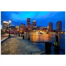 Фотообои Milan Ночная набережная в Бостоне, M658, 200х135 см, виниловые на флизелиновой основе
