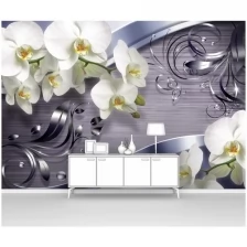 Фотообои на стену первое ателье "Орхидеи с металлическими стружками" 400х280 см (ШхВ), флизелиновые Premium