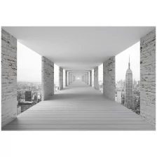 Фотообои виниловые на флизелиновой основе Polimar "Тоннель над небоскребами 3D", Арт. 14-027, 400см х 270см (ШхВ)