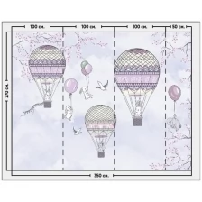 Фотообои / флизелиновые обои Зайчики на воздушных шарах 3,5 x 2,7 м
