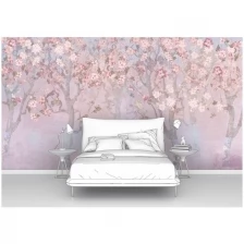 Фотообои на стену первое ателье "Деревья в розовом цвете" 400х220 см (ШхВ), флизелиновые Premium