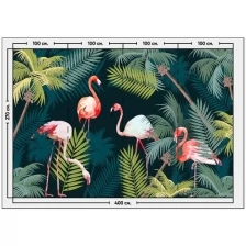 Фотообои / флизелиновые обои Фламинго в лесу 4 x 2,7 м