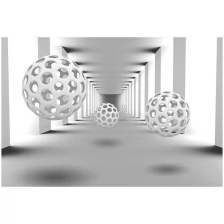 Фотообои виниловые на флизелиновой основе Polimar "Белые шары 3D", Арт. 14-051, 400см х 270см (ШхВ)