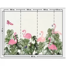 Фотообои / флизелиновые обои Фламинго и монстера 3,5 x 2,6 м