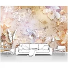 Фотообои на стену первое ателье "Объемная цветочная композиция" 300х240 см (ШхВ), флизелиновые Premium