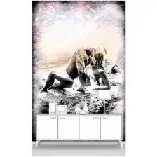 Фотообои на стену первое ателье "Влюбленные на пляже - художественная обработка фото" 200х300 см (ШхВ), флизелиновые Premium