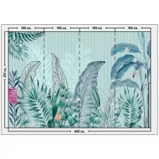 Фотообои / флизелиновые обои Тропический рисунок на ткани 4 x 2,7 м