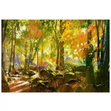 Фотообои Milan Солнечный лес. Масло., M 7038, 300х200 см, виниловые на флизелиновой основе