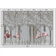 Фотообои / флизелиновые обои Фламинго и деревья 4 x 2,7 м
