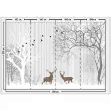 Фотообои / флизелиновые обои Абстракция Олени в зимнем лесу / скандинавский стиль 4 x 2,7 м