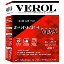 Клей для обоев VEROL Флизелин MAX, усиленная формула, 500 г.