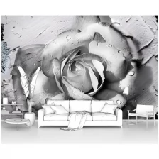 Фотообои на стену первое ателье "Черно-белая роза" 400х270 см (ШхВ), флизелиновые Premium