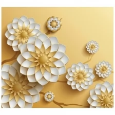 Фотообои Milan 3D Золотые цветы, M3121, 300х270 см, виниловые на флизелиновой основе