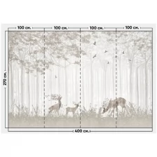 Фотообои / флизелиновые обои Олени и птицы в лесу 4 x 2,7 м